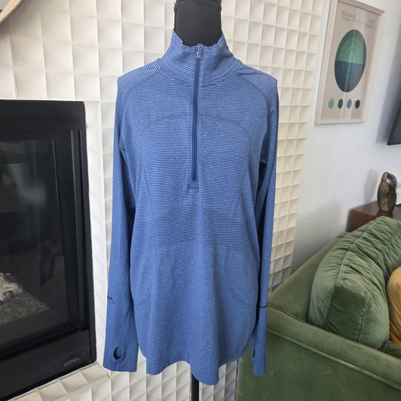 Lululemon Run: Swiftly Tech 1/2 Zip Pullover Tonka Stripe Heathered Blue Size 12 - Picture 4 of 11